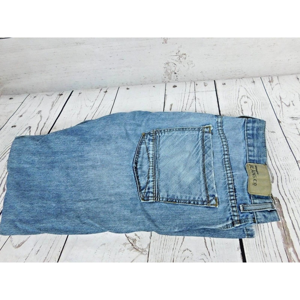 Wrangler Jeans Co, Men's 32x34, Blue, Cowboy Cut, Slim Straight, Distressed Knee